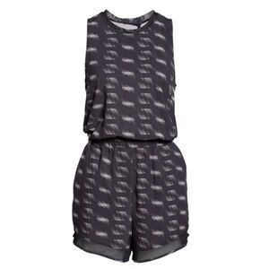 Zella Getaway Sleeveless Romper in Black Halide Geo Print- Size Medium